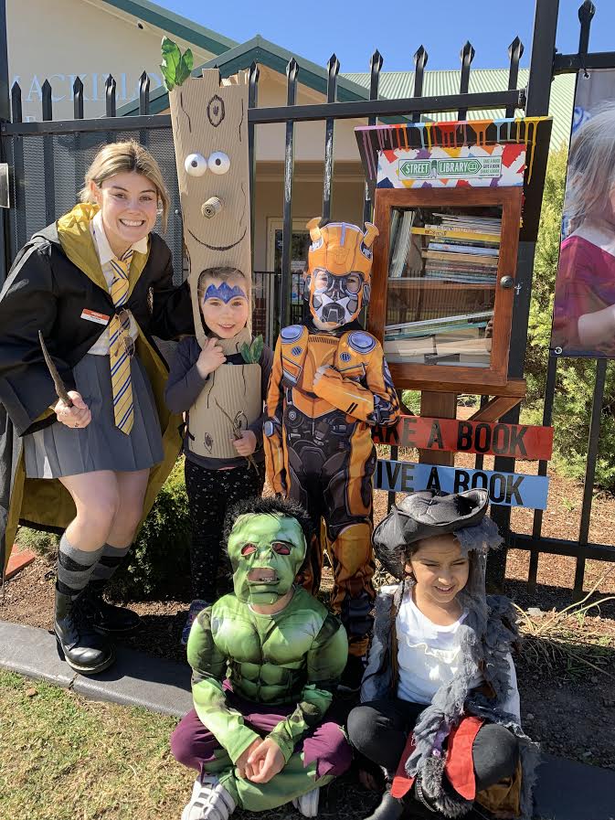 Book week characters and street library